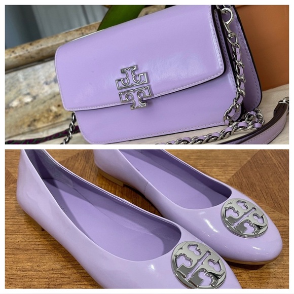 New Tory Burch Light Purple Bag and Flats Set Size 8 - Picture 2 of 16